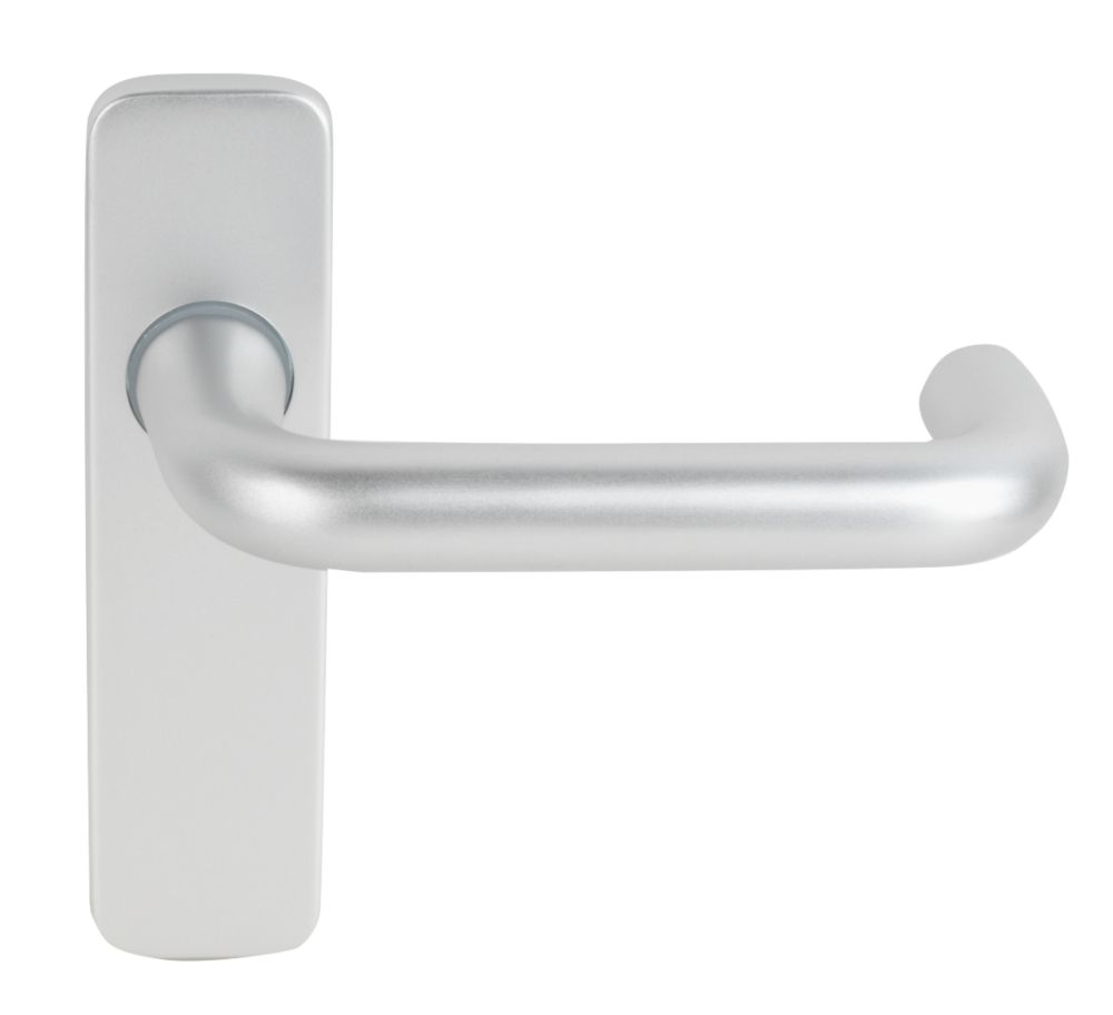 Image of Smith & Locke Excell Fire Rated Latch Latch Door Handle Set Pair Satin Aluminium 