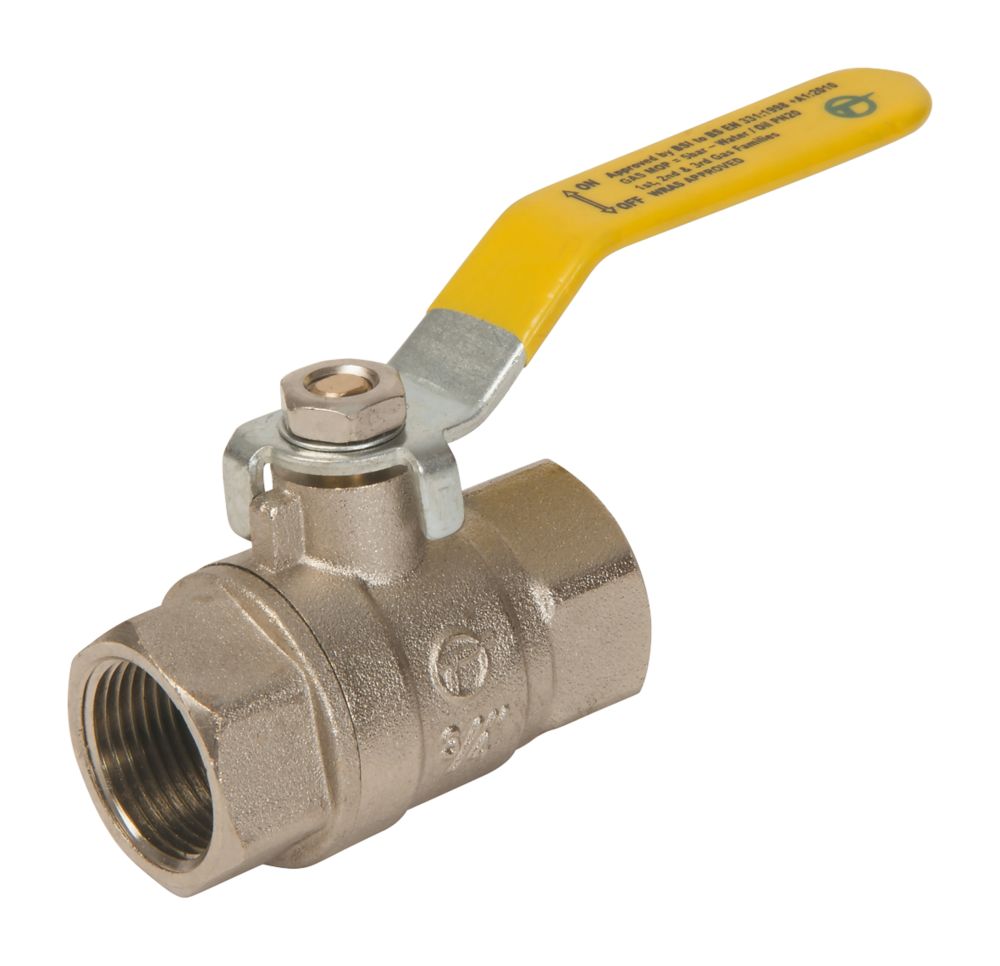 Image of Tesla Lever Ball Valve Yellow 3/4" 