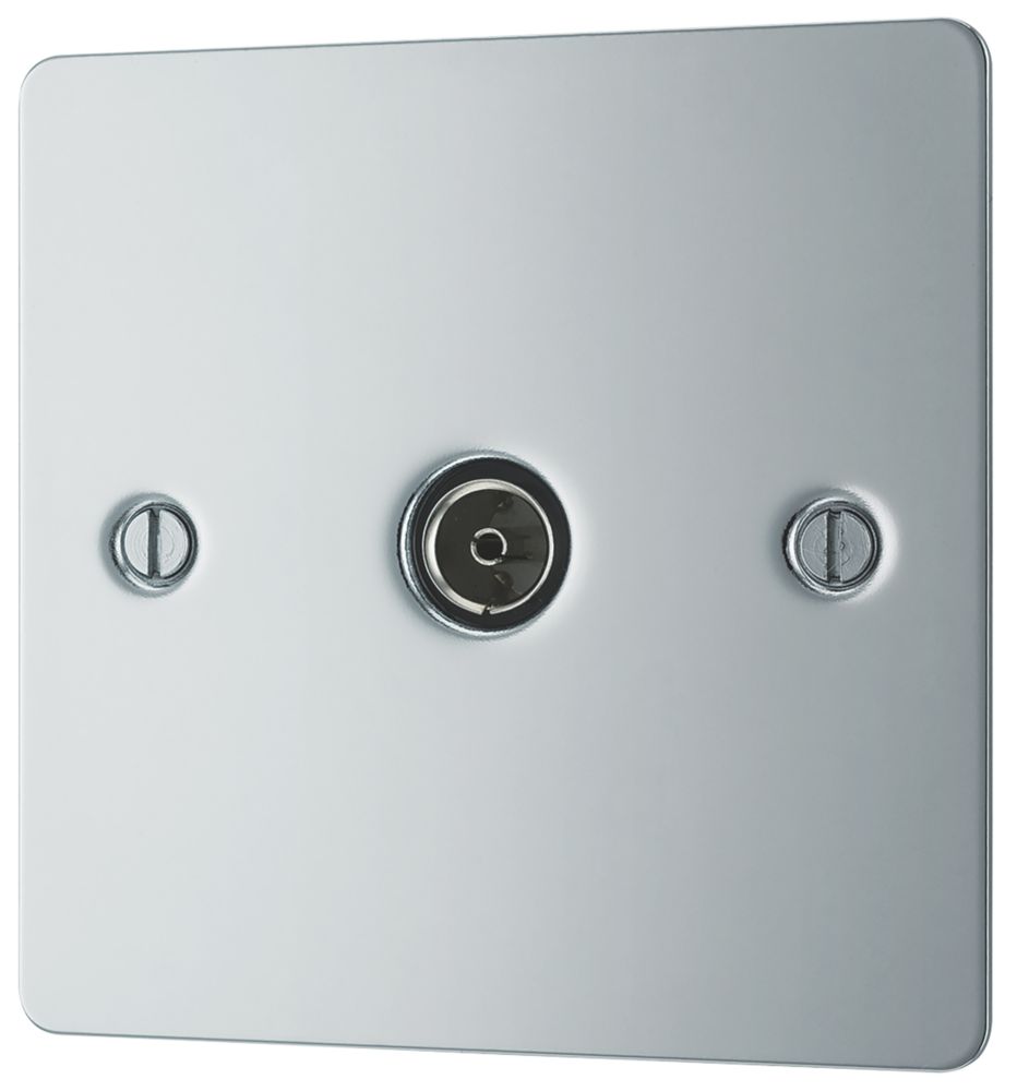 Image of LAP 1-Gang Female Coaxial TV Socket Polished Chrome 