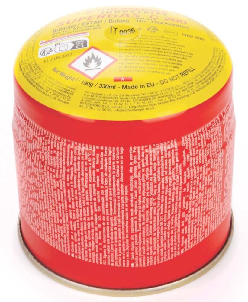 Image of Rothenberger Butane Pierceable Butane Cartridge 190g 