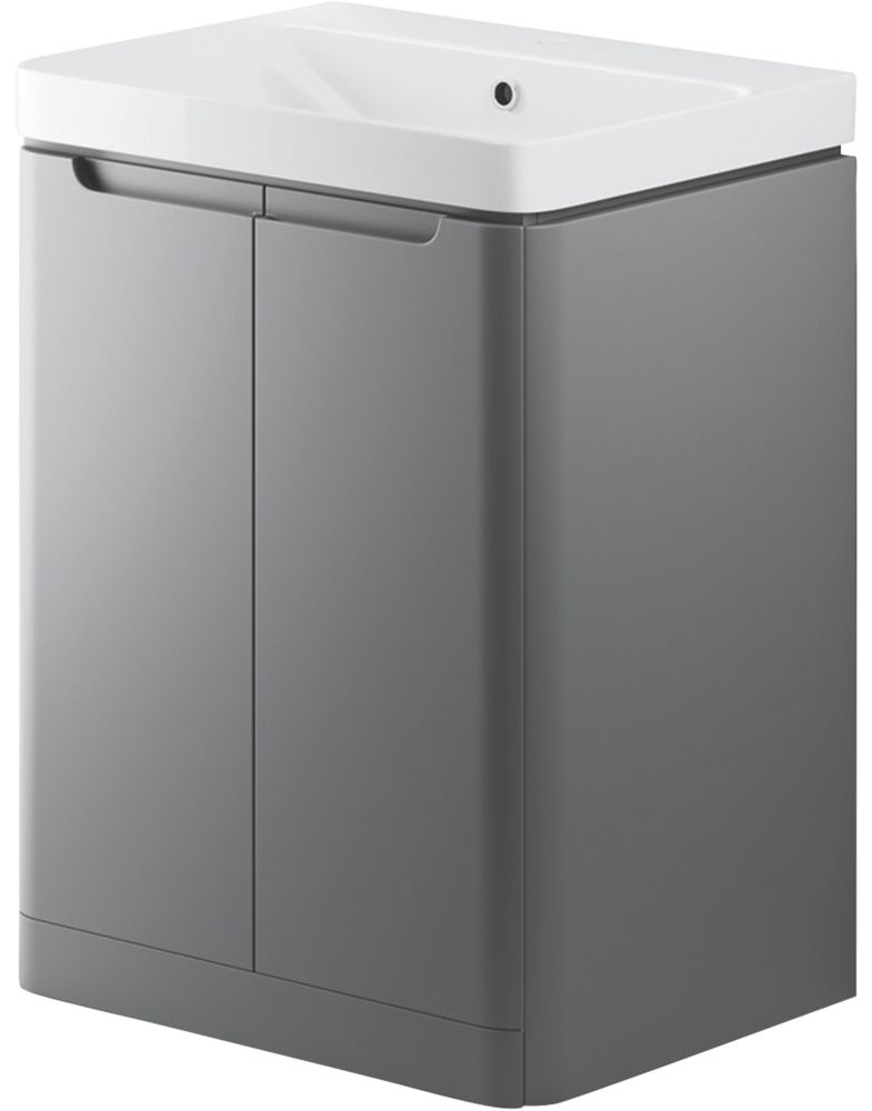 Image of Floorstanding Vanity Unit & Basin Matt Grey 605mm x 460mm x 840mm 