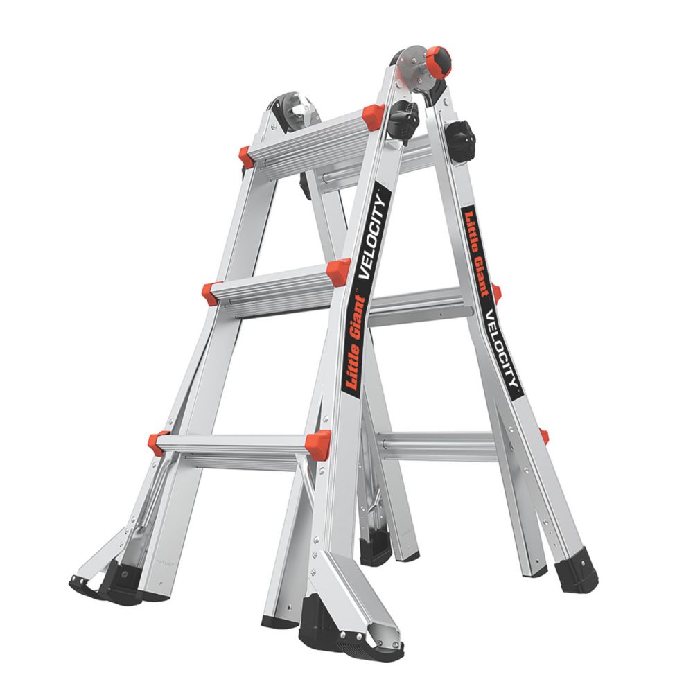 Image of Little Giant 3 Rung Velocity Series 2.0 4-Section 5-Way Aerospace Grade Aluminium Multipurpose Ladder 3.3m 