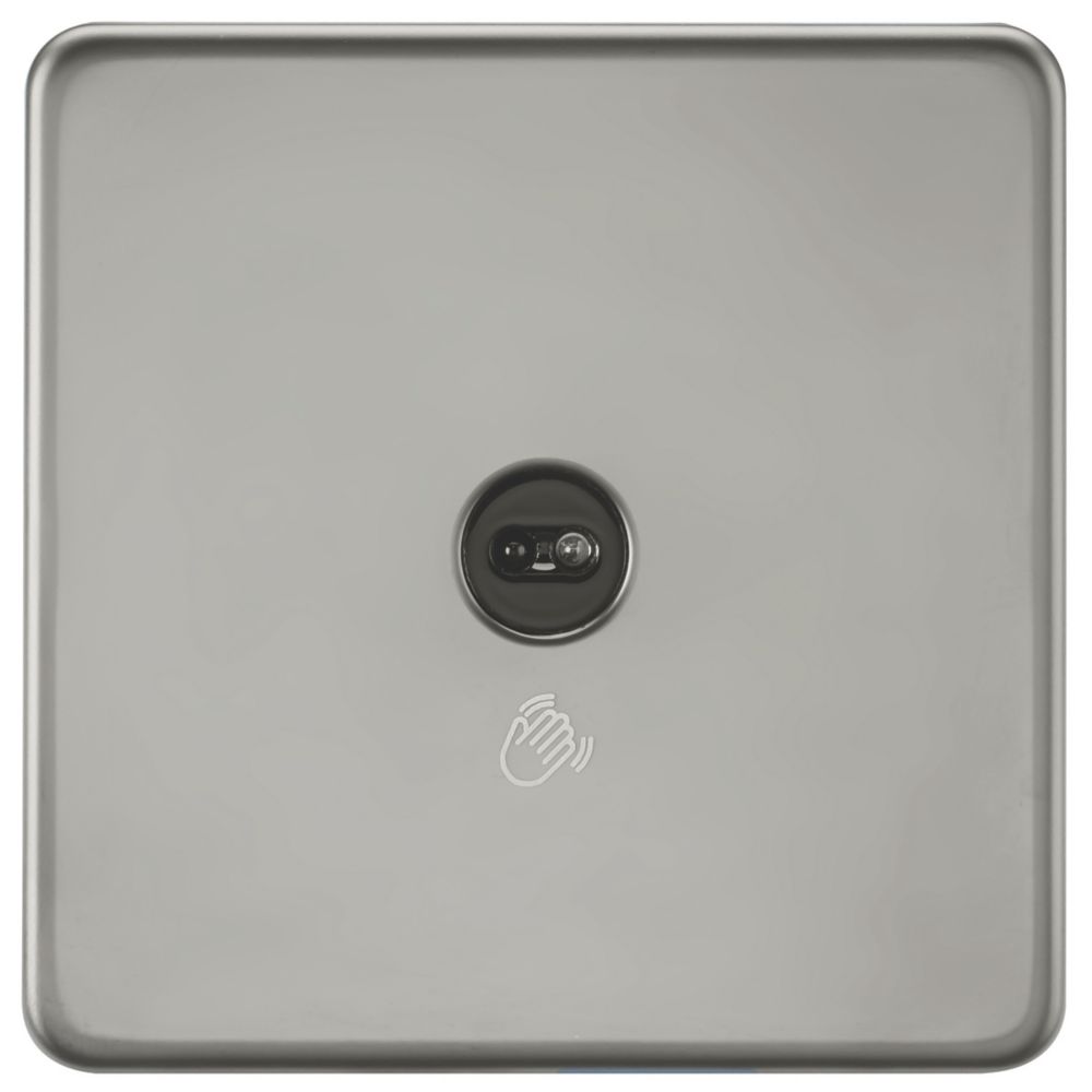 Image of Knightsbridge 2.1A 1-Gang 1-Way Light Switch Black Nickel with Black Inserts 