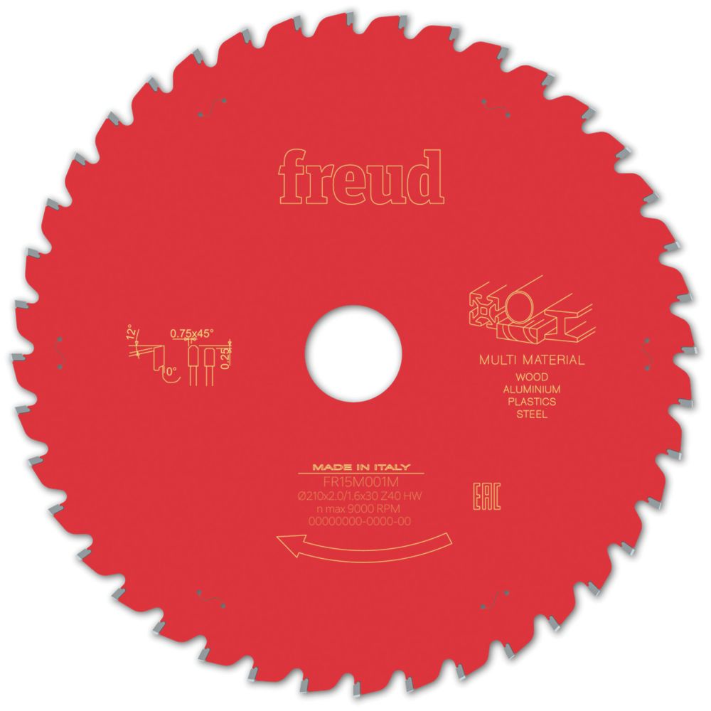 Image of Freud F03FS09886 Multi-Material Circular Saw Blade 210mm x 30mm 40T 