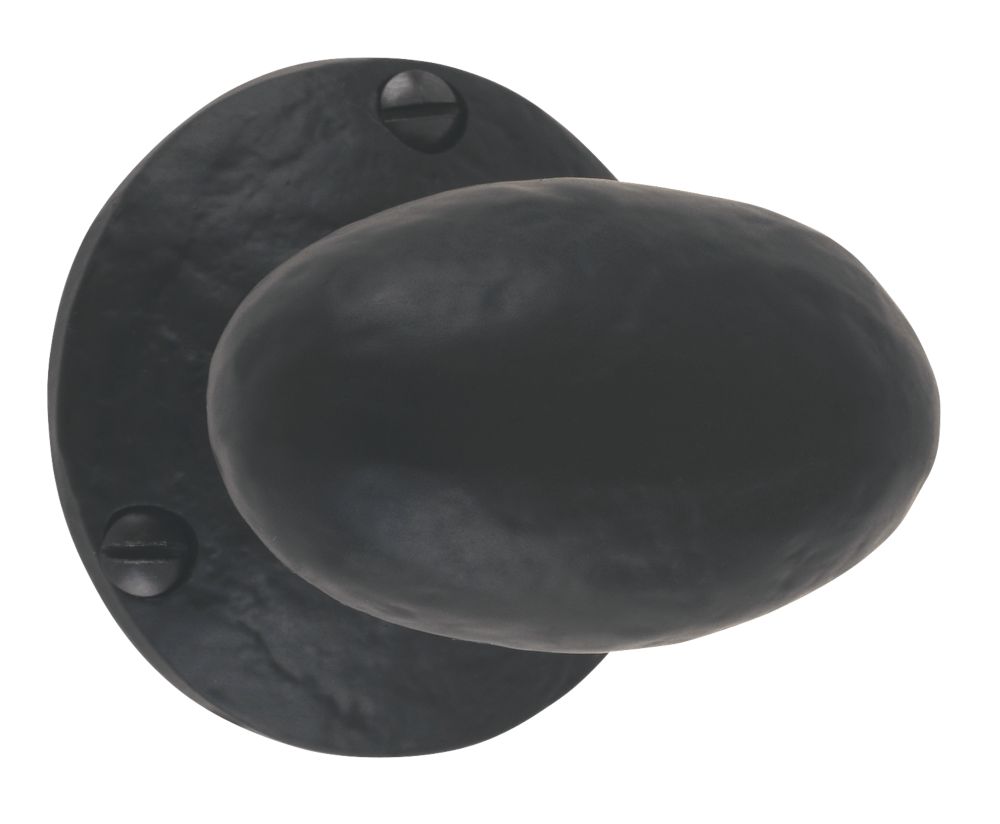 Image of Smith & Locke Oval Mortice Knobs 56mm Pair Black 