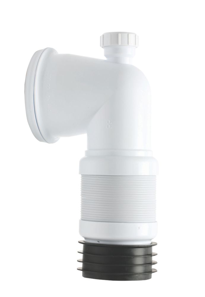 Image of Euroflo Flexible 90Â° Angled Long Pan Connector White 400-730mm 