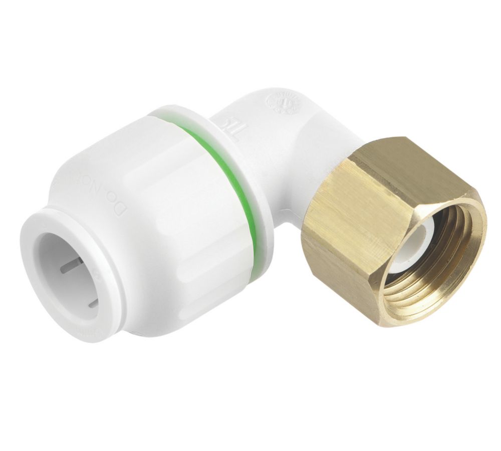 Image of Flomasta Twistloc SRSE6764BM Plastic Push-Fit Angled Tap Connector 15mm x 1/2" 