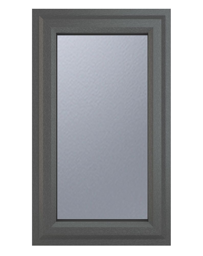Image of Crystal Right-Hand Opening Obscure Triple-Glazed Casement Anthracite on White uPVC Window 610mm x 820mm 