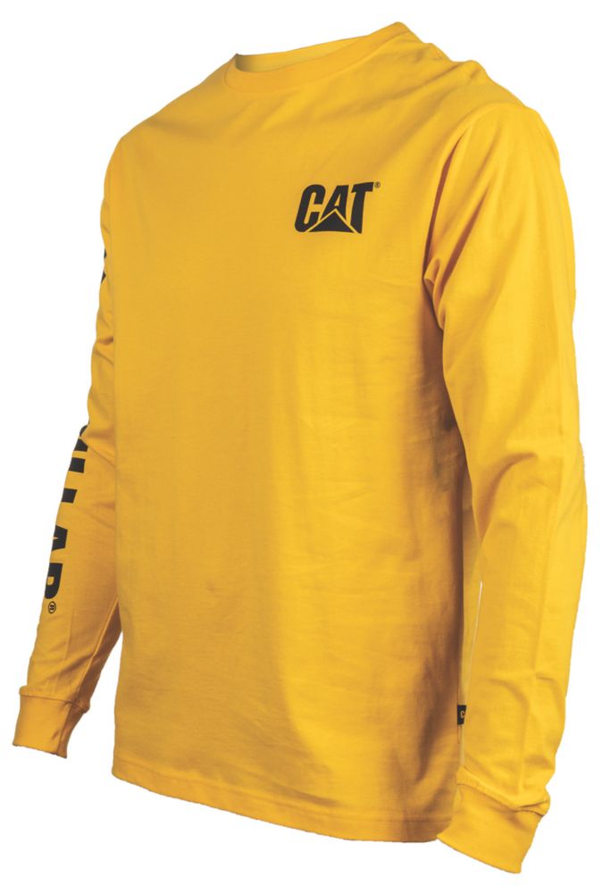 Image of CAT Trademark Banner Long Sleeve T-Shirt Yellow Large 42-44" Chest 