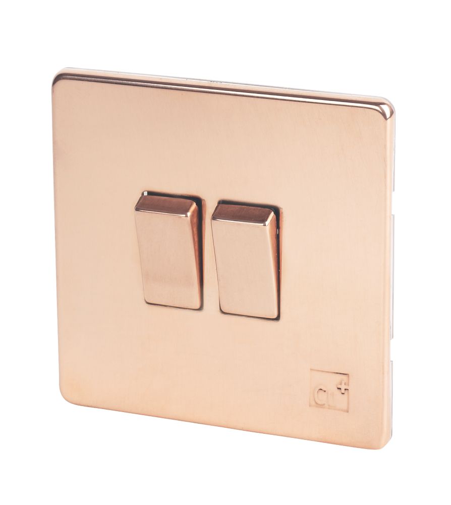 Image of Varilight 10AX 2-Gang 2-Way Light Switch Anti-Microbial Copper 
