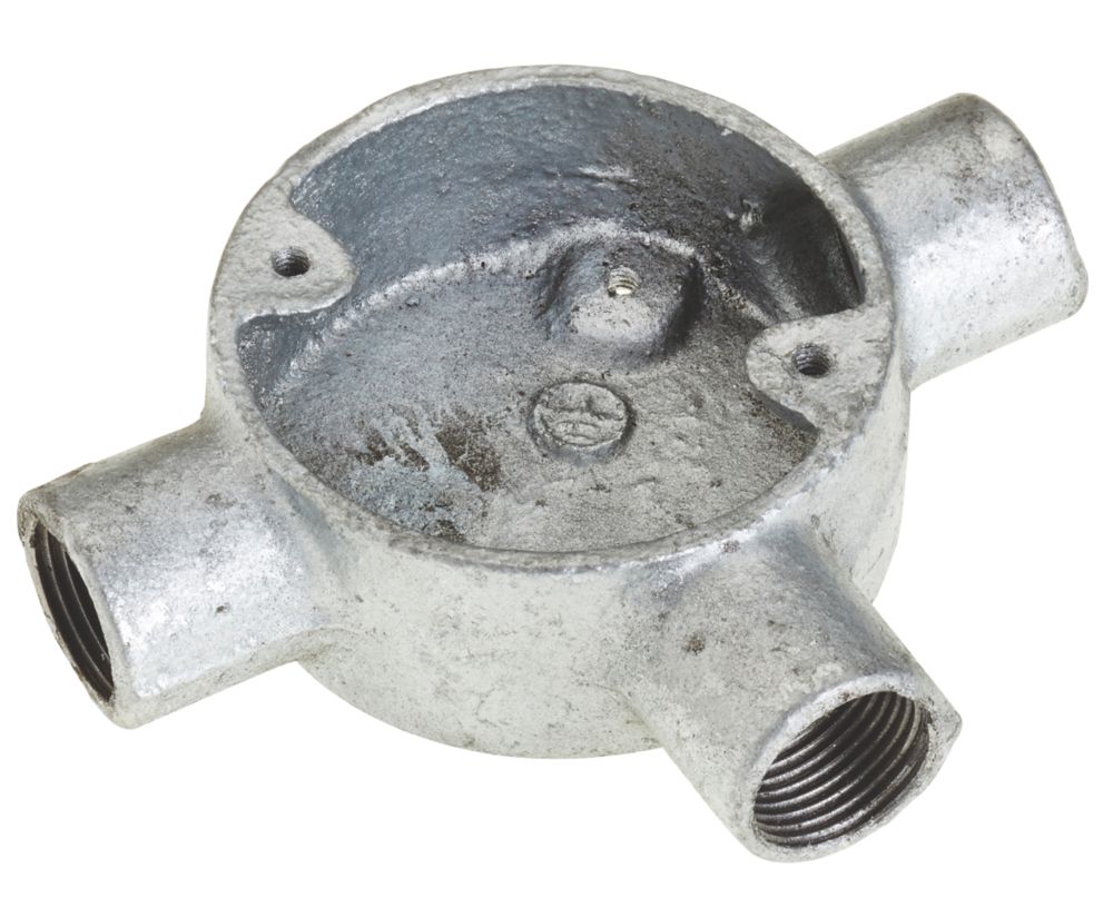 Image of Deta 3 Way 20mm Tee Conduit Box Galvanised 