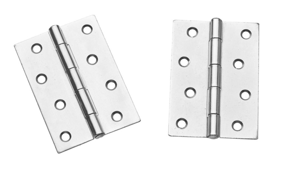 Image of Smith & Locke Polished Chrome Fixed Pin Butt Hinges 100mm x 71mm 2 Pack 