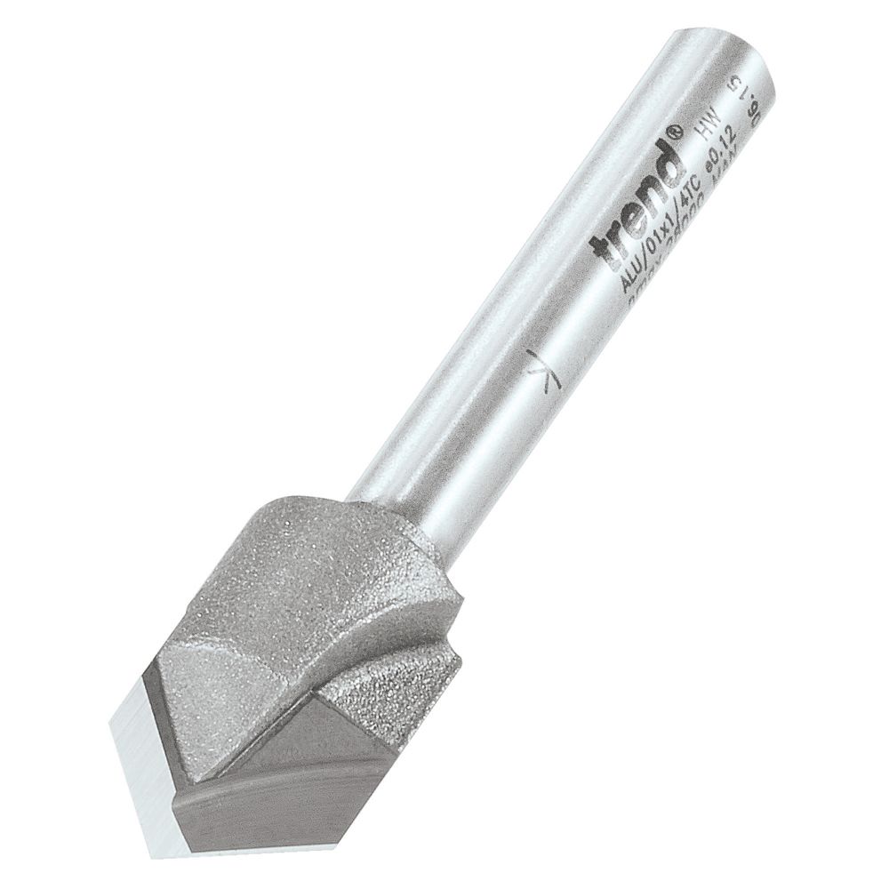 Image of Trend ALU/01X1/4TC 1/4" Shank Double-Flute V-Groove Router Cutter 13mm x 10mm 