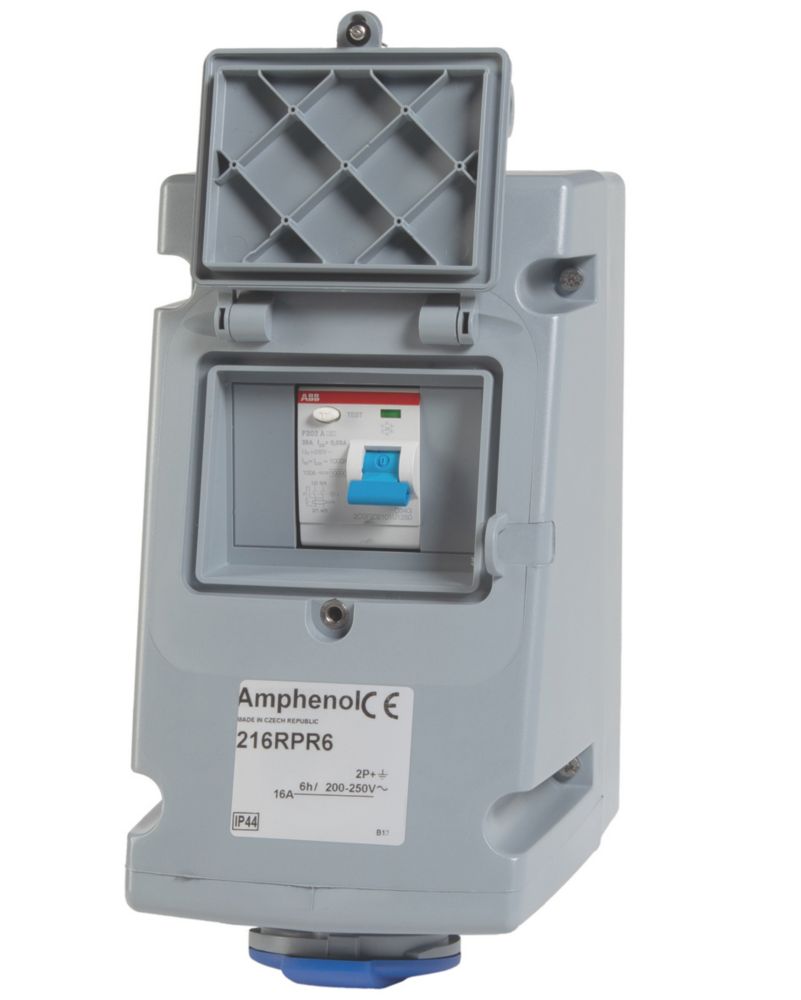 Image of ABB 16A 2P+E Socket with 25A RCD 250V 
