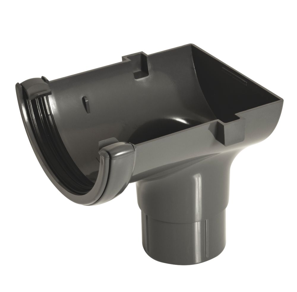 Image of FloPlast Round Stop End Outlet Anthracite Grey 112mm x 68mm 