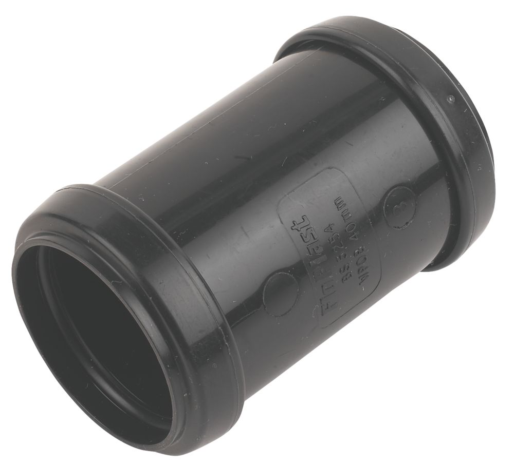 Image of FloPlast Push-Fit Straight Coupler Black 40mm x 40mm 