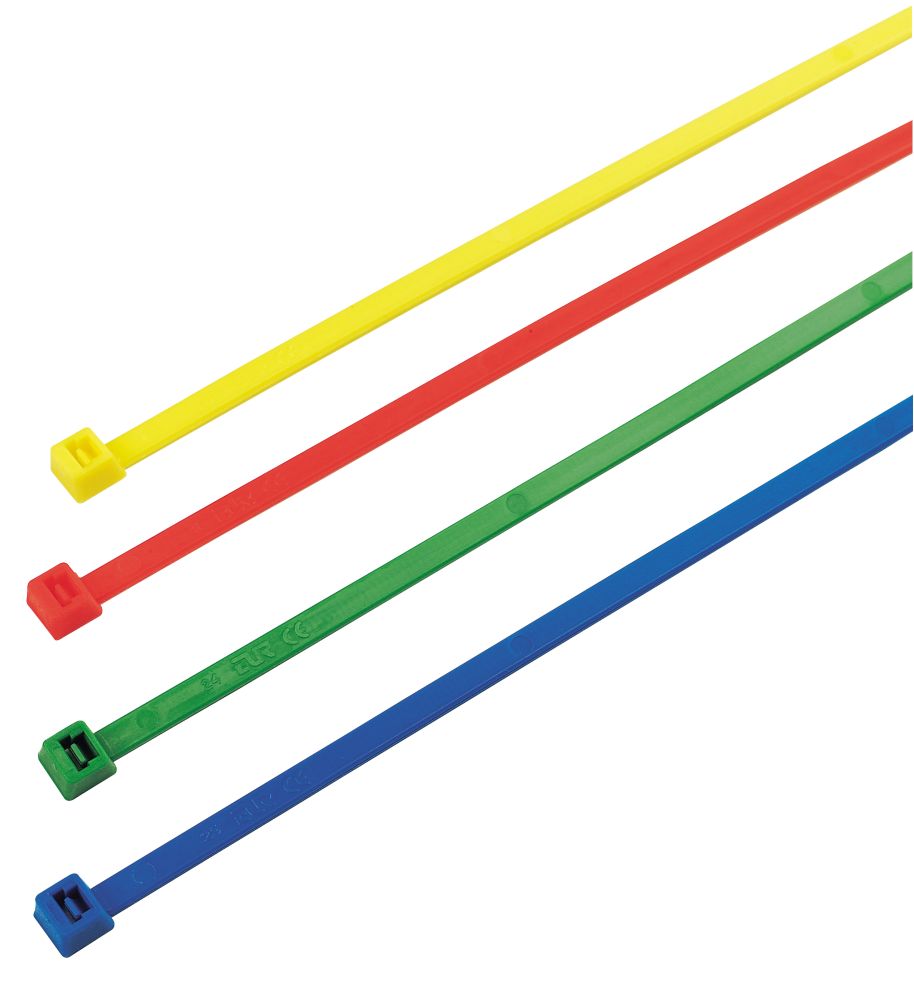 Image of Cable Ties Red / Green / Blue / Yellow 200mm x 4.5mm 200 Pack 