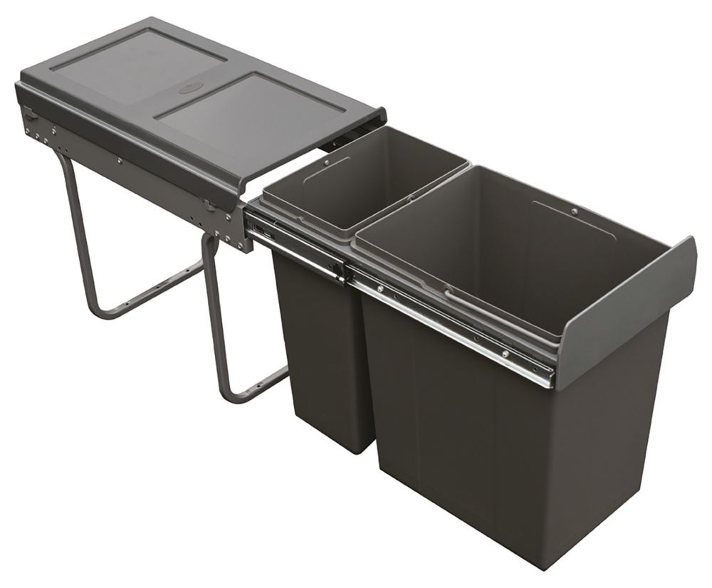 Image of Hafele Kitchen Cabinet Pull-Out Bin Grey 30Ltr 