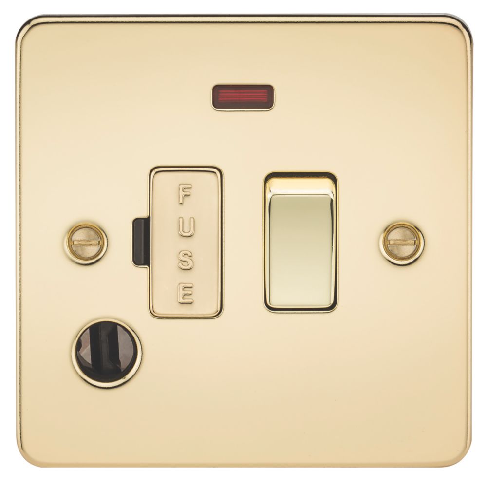 Image of Knightsbridge 13A Switched Fused Spur & Flex Outlet with LED Polished Brass 