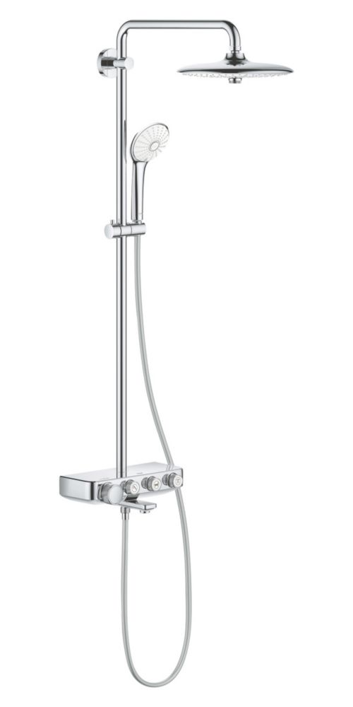 Image of Grohe Euphoria SmartControl 260 HP Rear-Fed Exposed Chrome Thermostatic Shower System with Bath filler 