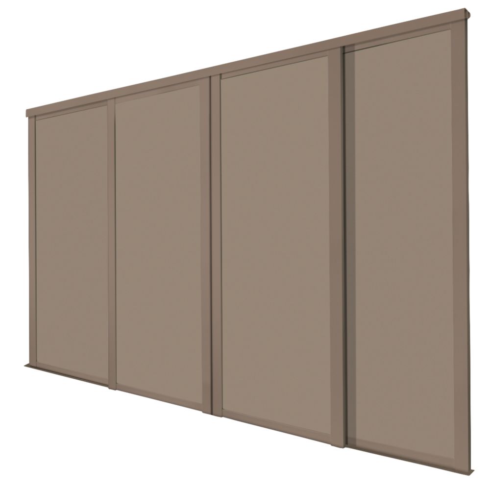 Image of Spacepro Shaker 4-Door Sliding Wardrobe Door Kit Stone Grey Frame Stone Grey Panel 2898mm x 2260mm 