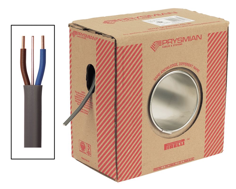 Image of Prysmian 6242Y Grey 6mmÂ² Twin & Earth Cable 50m Drum 