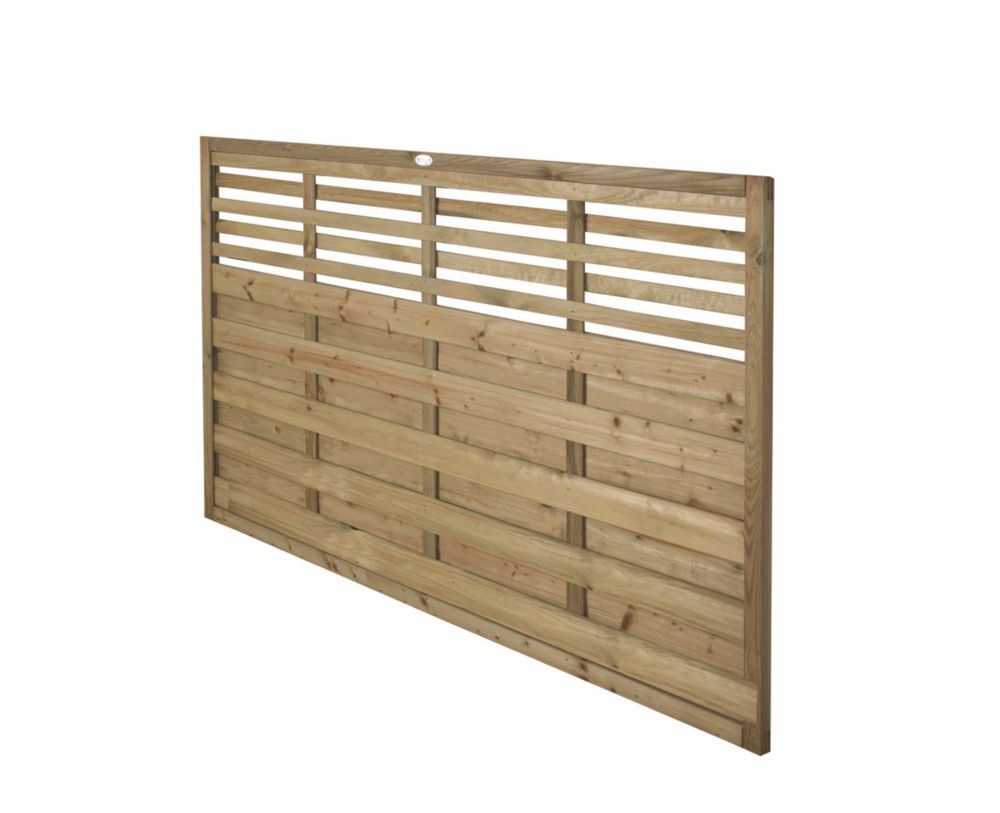 Image of Forest Kyoto Slatted Top Fence Panels Natural Timber 6' x 4' Pack of 5 