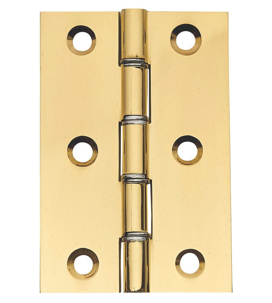 Image of Polished Brass Washered Butt Hinges 76mm x 51mm 2 Pack 