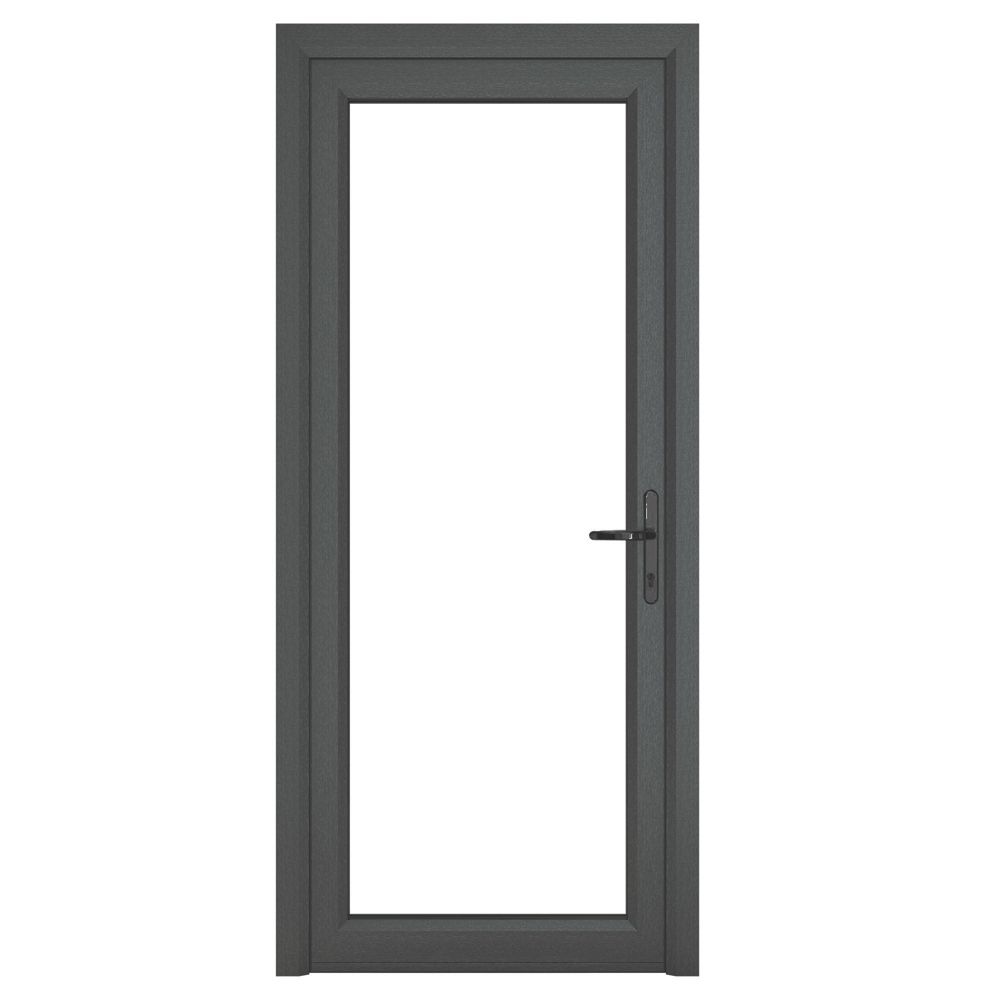 Image of Crystal 1-Panel 1-Clear Light LH Anthracite Grey uPVC Back Door 2090mm x 920mm 