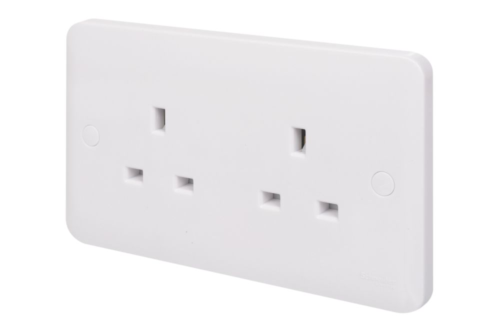 Image of Schneider Electric Lisse 13A 2-Gang Unswitched Plug Socket White 