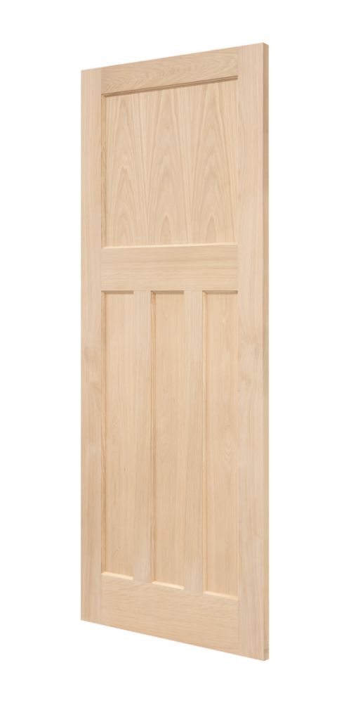 Image of Unfinished Oak Wooden 4-Panel Internal Edwardian-Style Door 1981mm x 610mm 