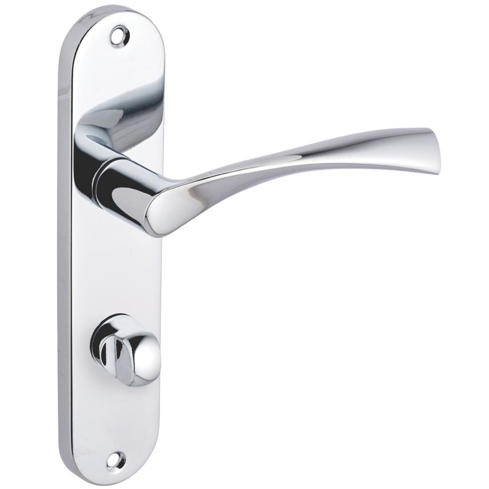 Image of Smith & Locke Bude Fire Rated WC Door Handles Pair Polished Chrome 