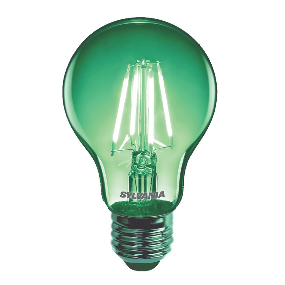 Image of Sylvania Helios Chroma ES A60 Green LED Light Bulb 4W 