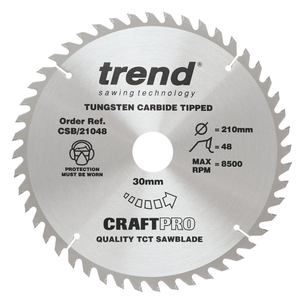 Image of Trend CraftPro CSB/21048 Wood Circular Saw Blade 210mm x 30mm 48T 