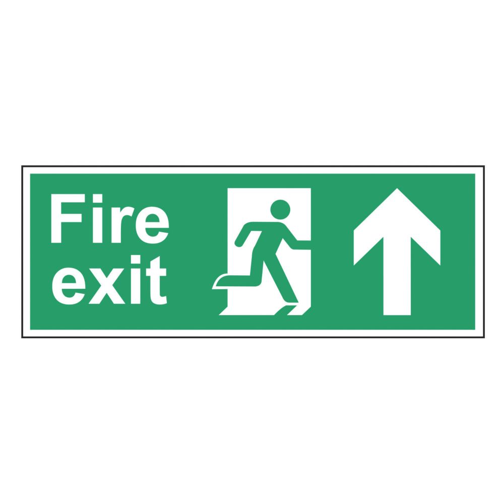 Image of Non Photoluminescent "Fire Exit Man Up Arrow" Sign 150mm x 400mm 