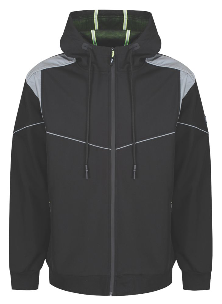 Image of Lee Cooper LCJKT458 Bonded Softshell Hooded Fleece Jacket Black / Grey Medium 47" Chest 