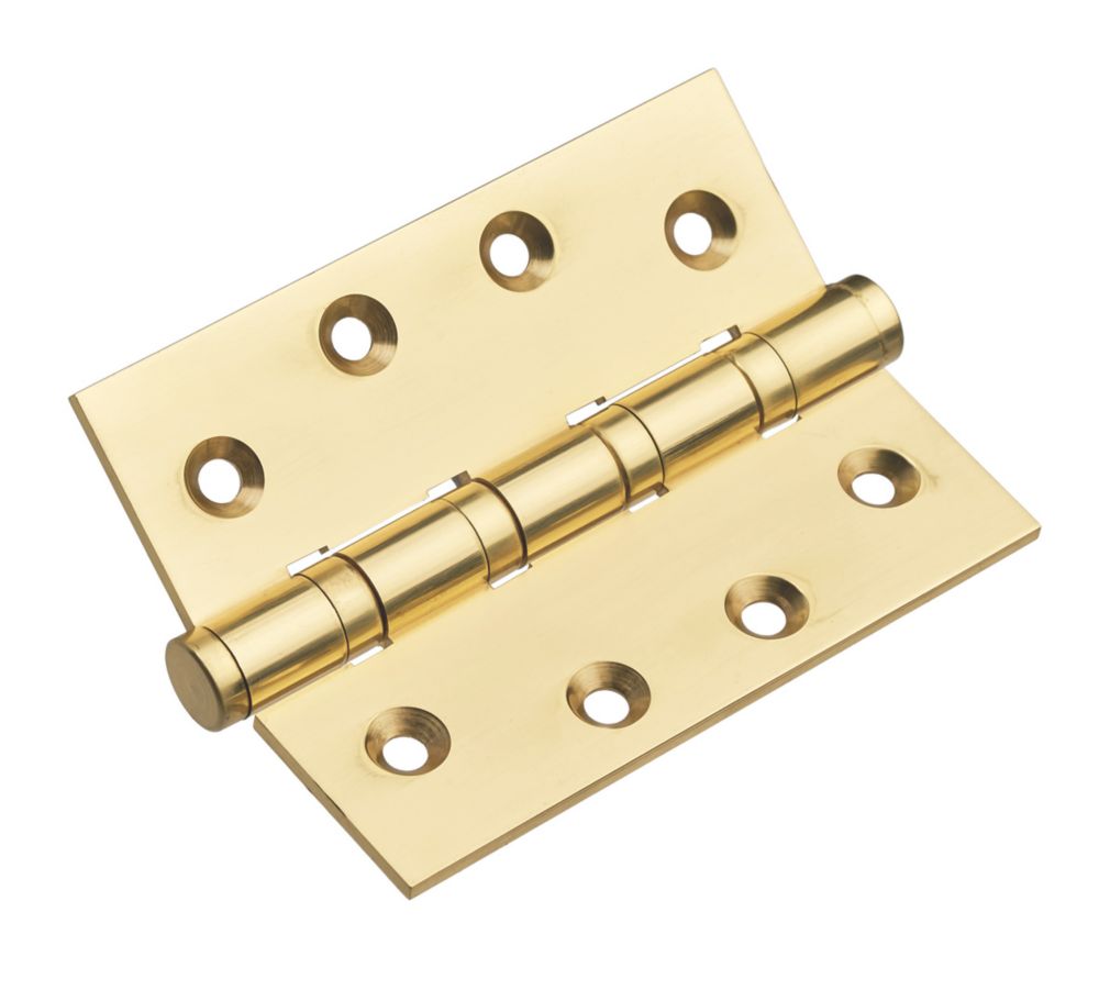 Image of Smith & Locke Polished Brass Ball Bearing Hinges 100mm x 74.5mm 2 Pack 