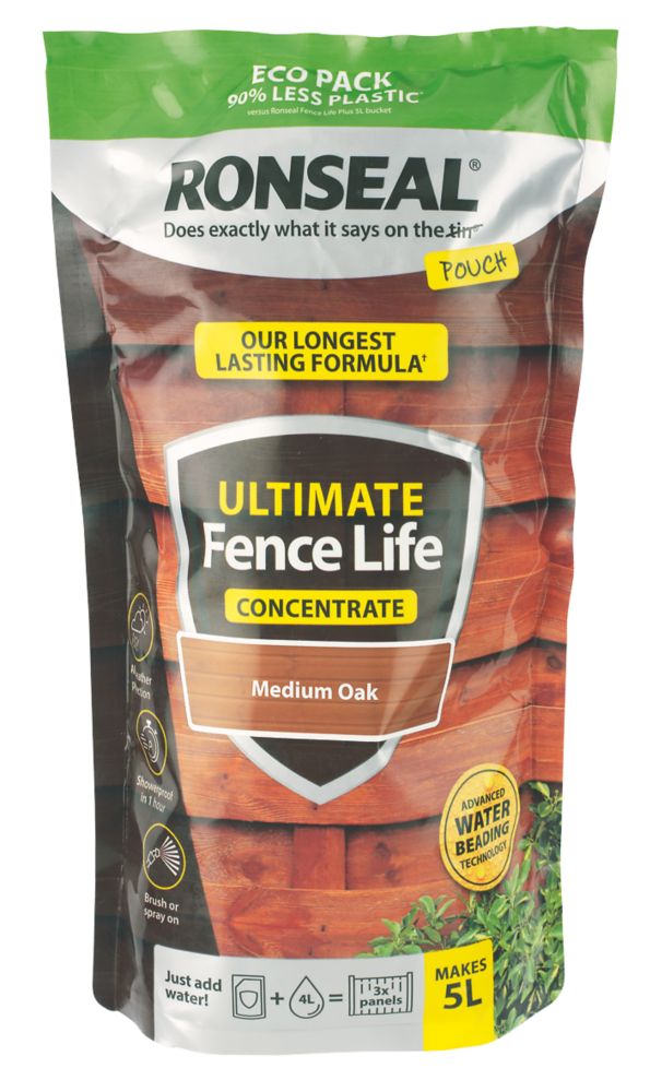 Image of Ronseal Ultimate Fence Life Concentrate Treatment Medium Oak 5L from 950ml 