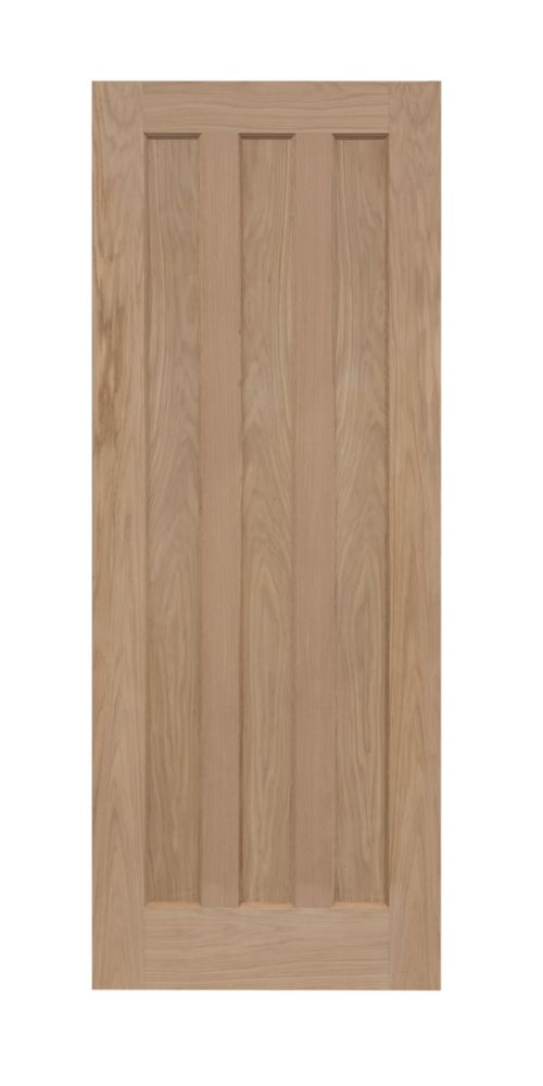Image of Unfinished Oak Wooden 3-Panel Internal Door 1981mm x 686mm 