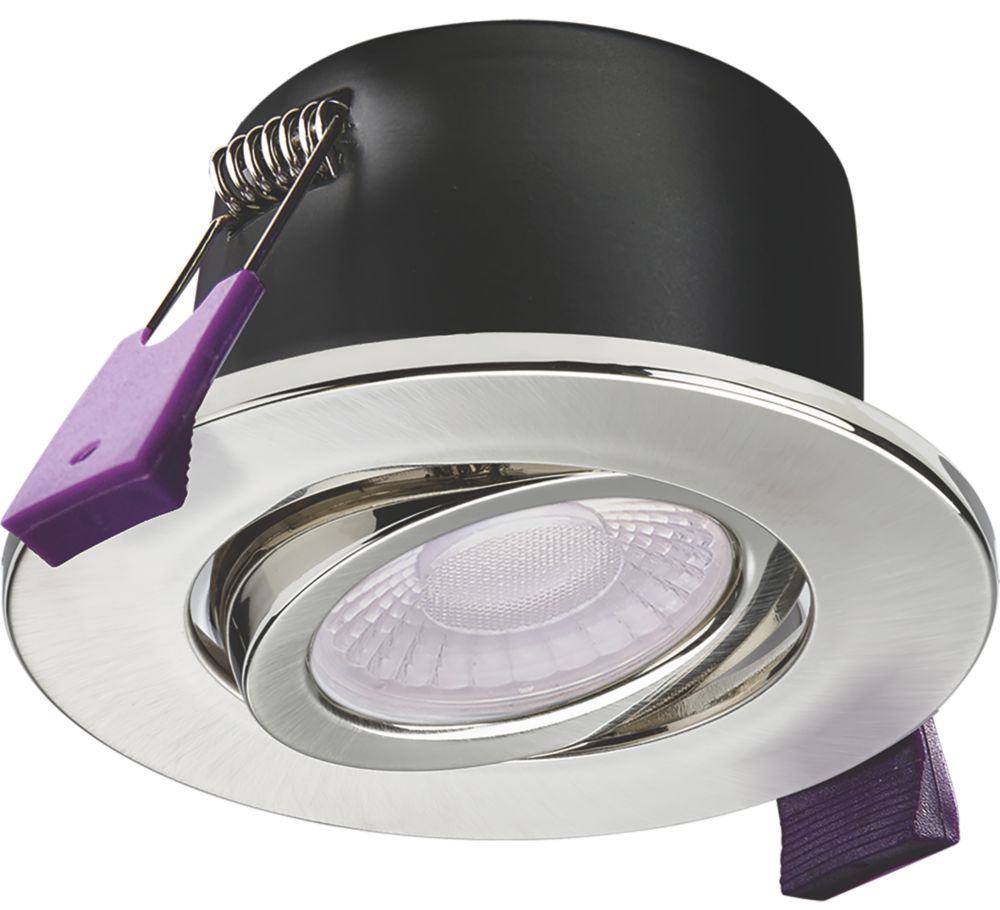 Image of Knightsbridge SpektroLED Tilt Fire Rated LED 4-CCT Downlight Brushed Chrome 5 / 8W 870lm 