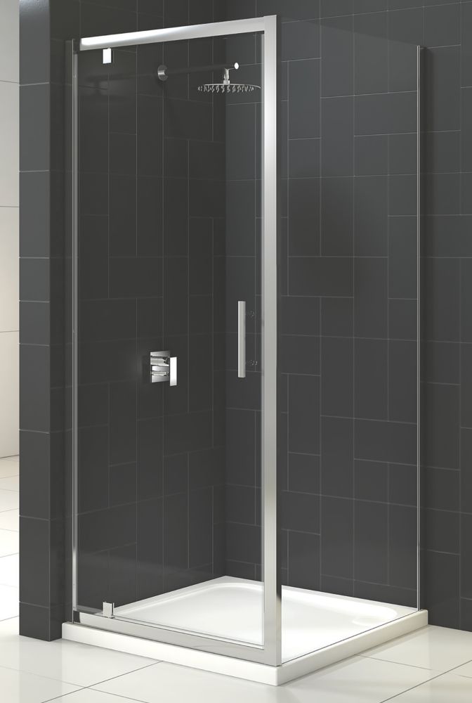 Image of Triton Fast Fix Framed Square Pivot Door with Side Panel Non-Handed Chrome 800mm x 800mm x 1900mm 