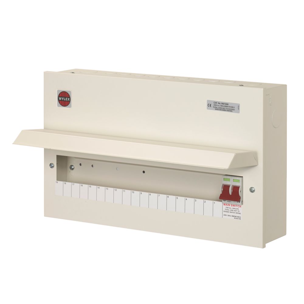Image of Wylex 21-Module 19-Way Part-Populated Main Switch Consumer Unit 