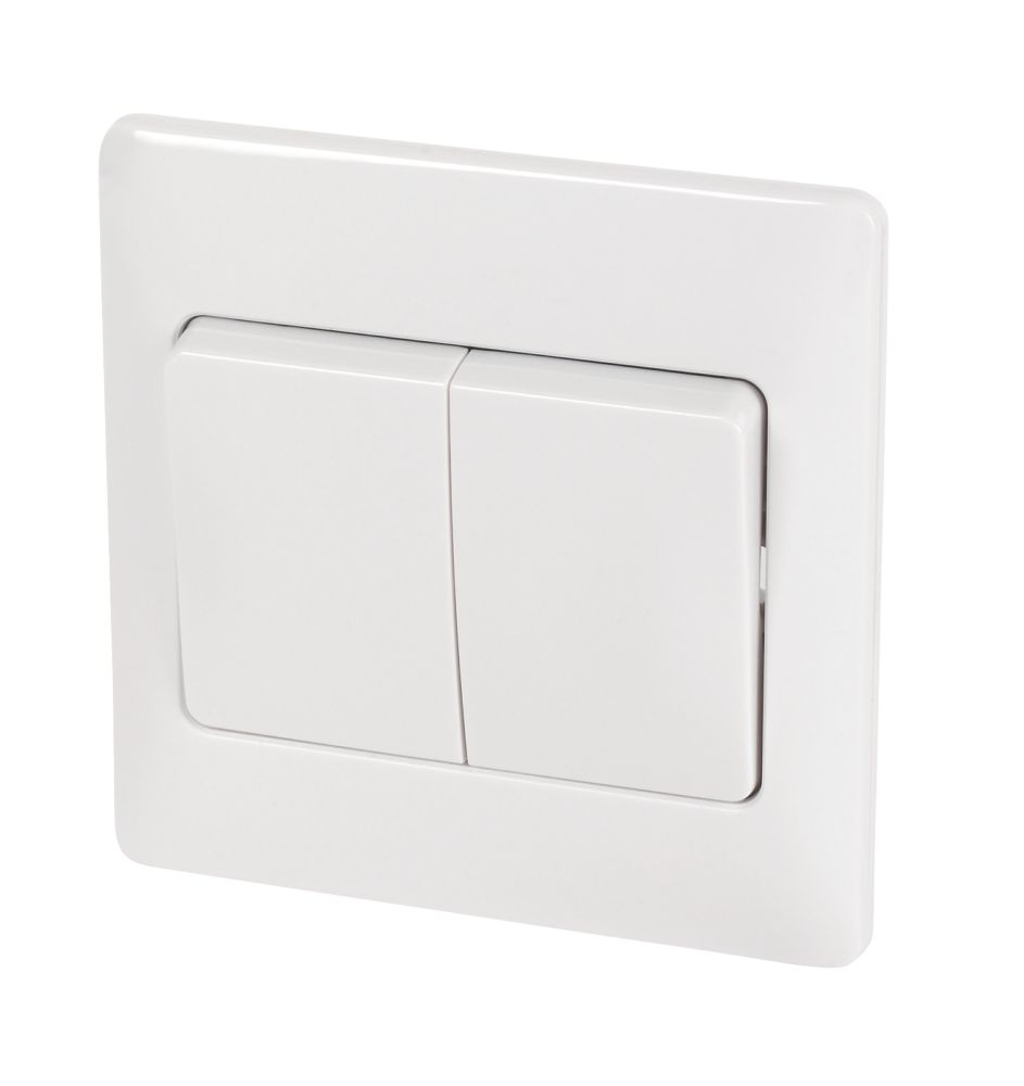 Image of Schneider Electric Ultimate Slimline 10AX 2-Gang 2-Way Light Switch White 