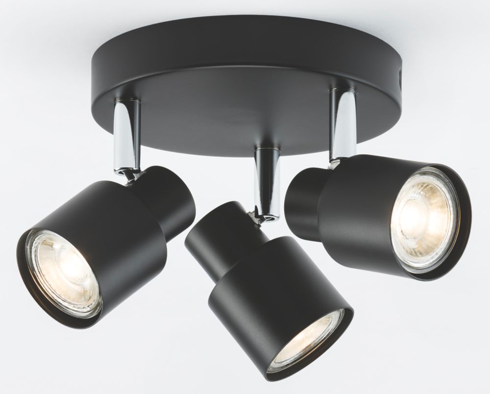 Image of Knightsbridge Round 3-Light Triple GU10 Ceiling Spotlight Matt Black 