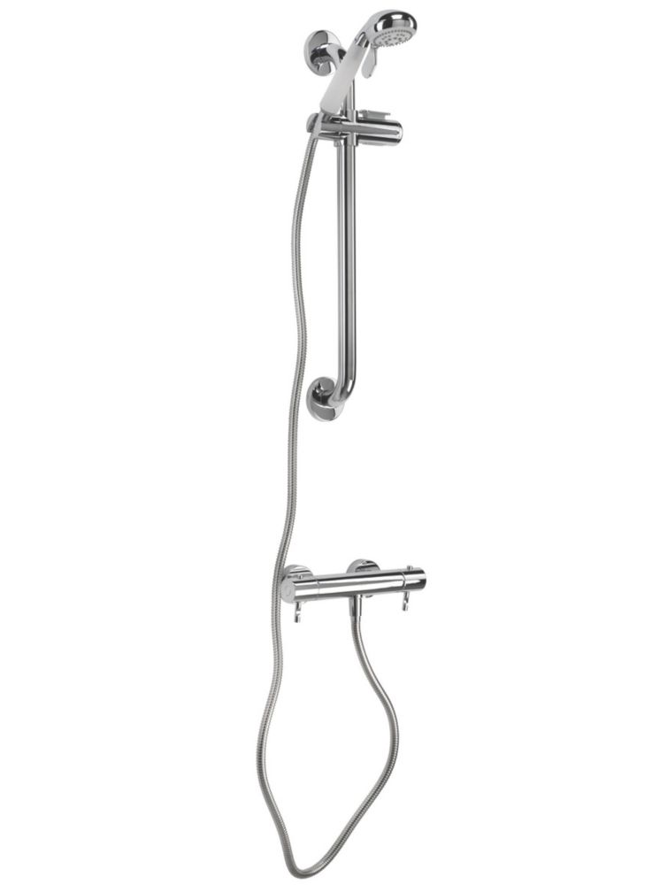 Image of Croydex Metlex Inclusive Thermostatic Shower Set 85mm Modern Design Chrome 