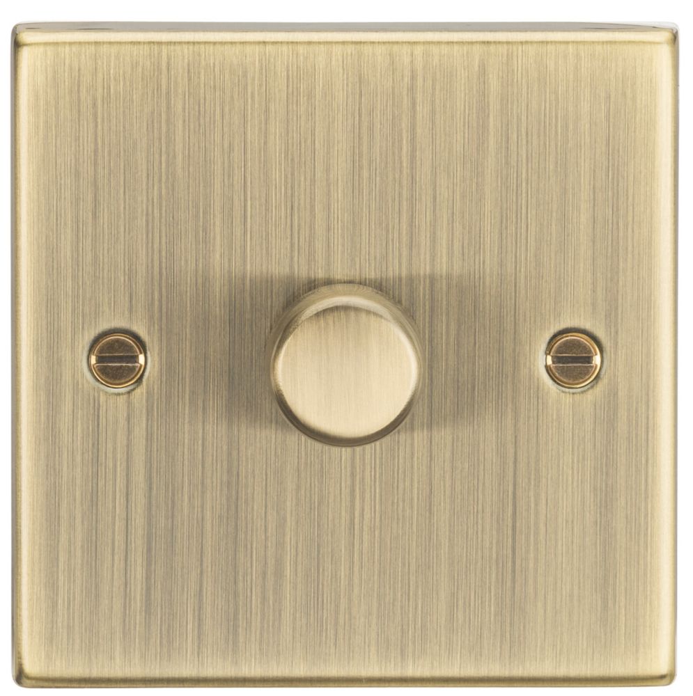 Image of Knightsbridge 1-Gang 2-Way LED Dimmer Switch Antique Brass 