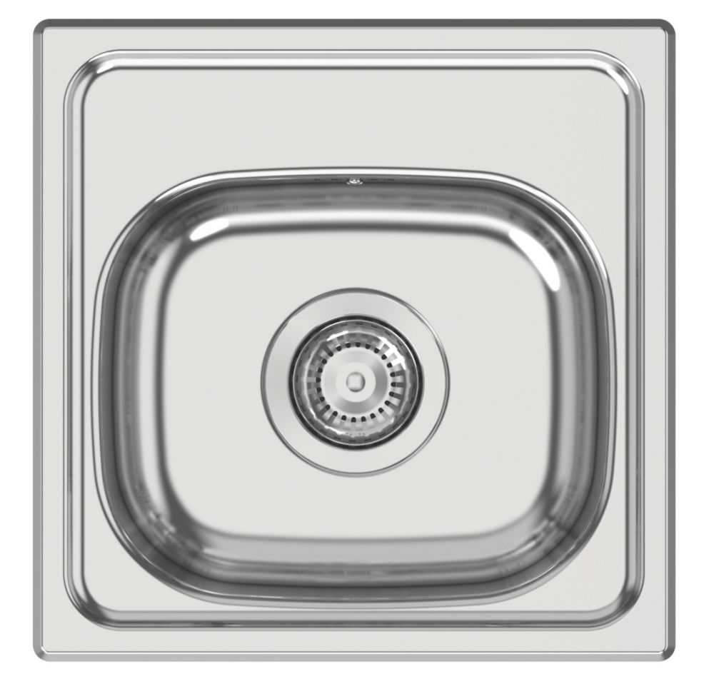 Image of Clearwater PIO 1 Bowl Stainless Steel Kitchen Sink 380mm x 380mm 