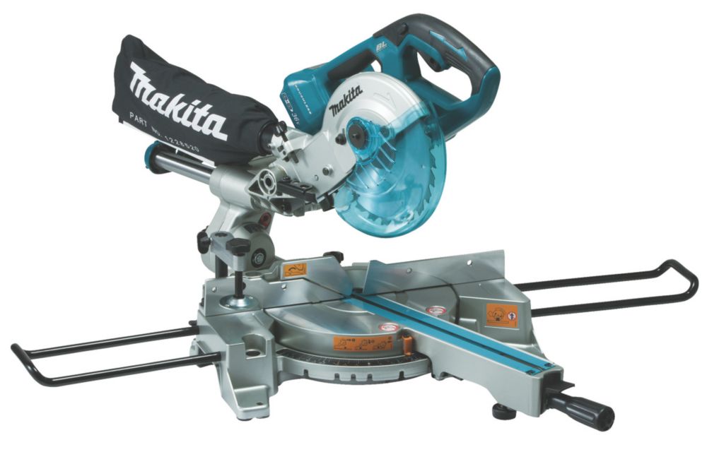 Image of Makita DLS714NZ 190mm Twin 18V Li-Ion LXT Brushless Cordless Single-Bevel Sliding Compound Mitre Saw - Bare 