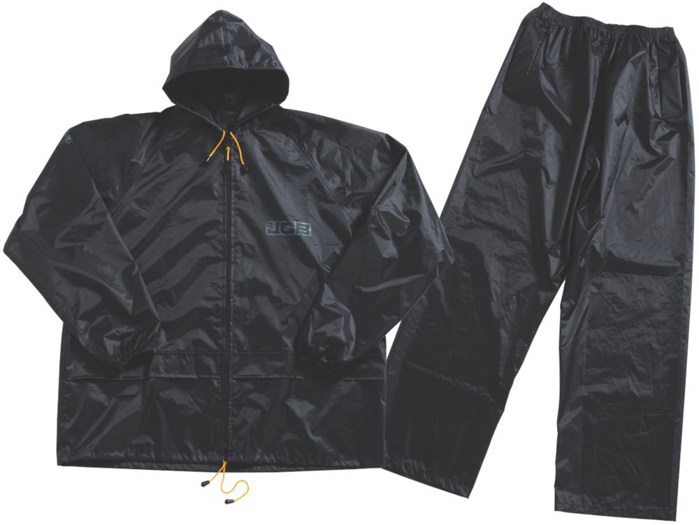 Image of JCB Essential 100% Waterproof Rain Suit Black X Large 46-48" Chest 