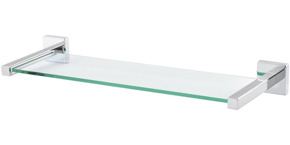 Image of Linear Chrome Steel Glass Shelf 480mm x 52mm x 155mm 